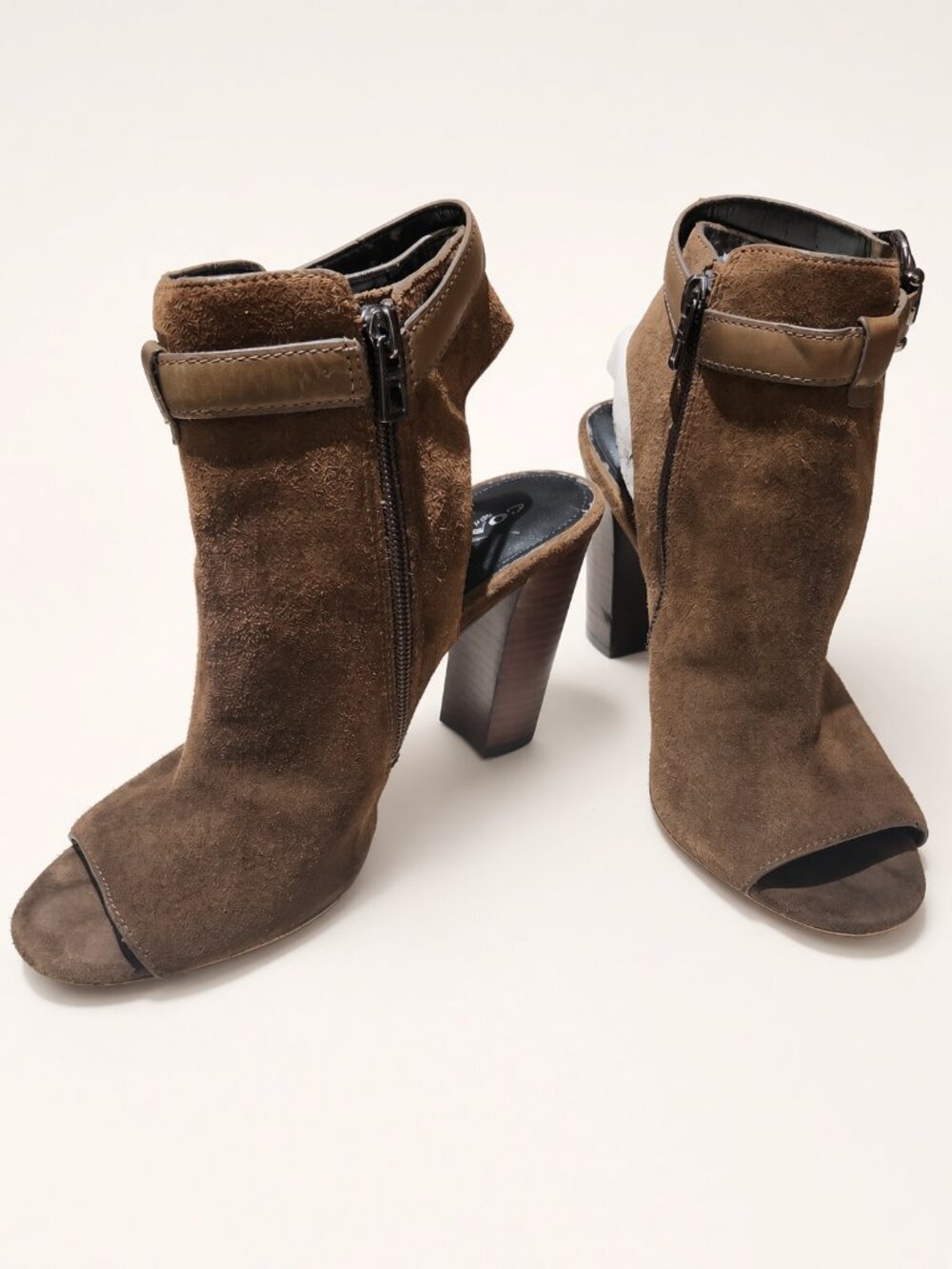 Coach Olive Suede Peep Toe Booties Size 8.5 B